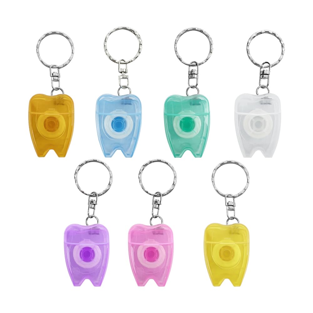 SENLIN DENTAL 10PCS Floss Keychain – Portable Mint Tooth-Shaped Floss Box