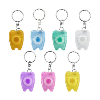 SENLIN DENTAL 10PCS Floss Keychain – Portable Mint Tooth-Shaped Floss Box