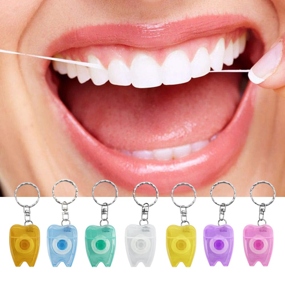 SENLIN DENTAL 10PCS Floss Keychain – Portable Mint Tooth-Shaped Floss Box