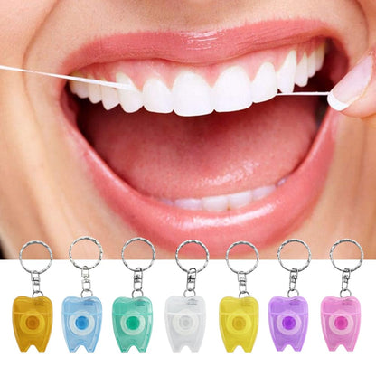 SENLIN DENTAL 10PCS Floss Keychain – Portable Mint Tooth-Shaped Floss Box