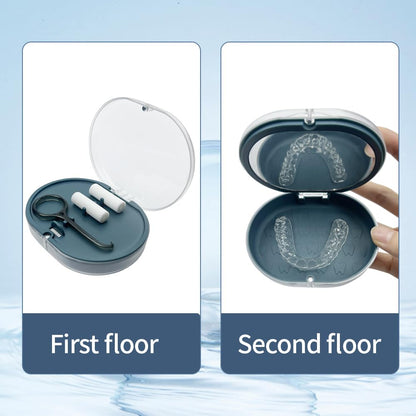 SENLIN DENTAL 2PCS Double-Layer Retainer Case with Mirror