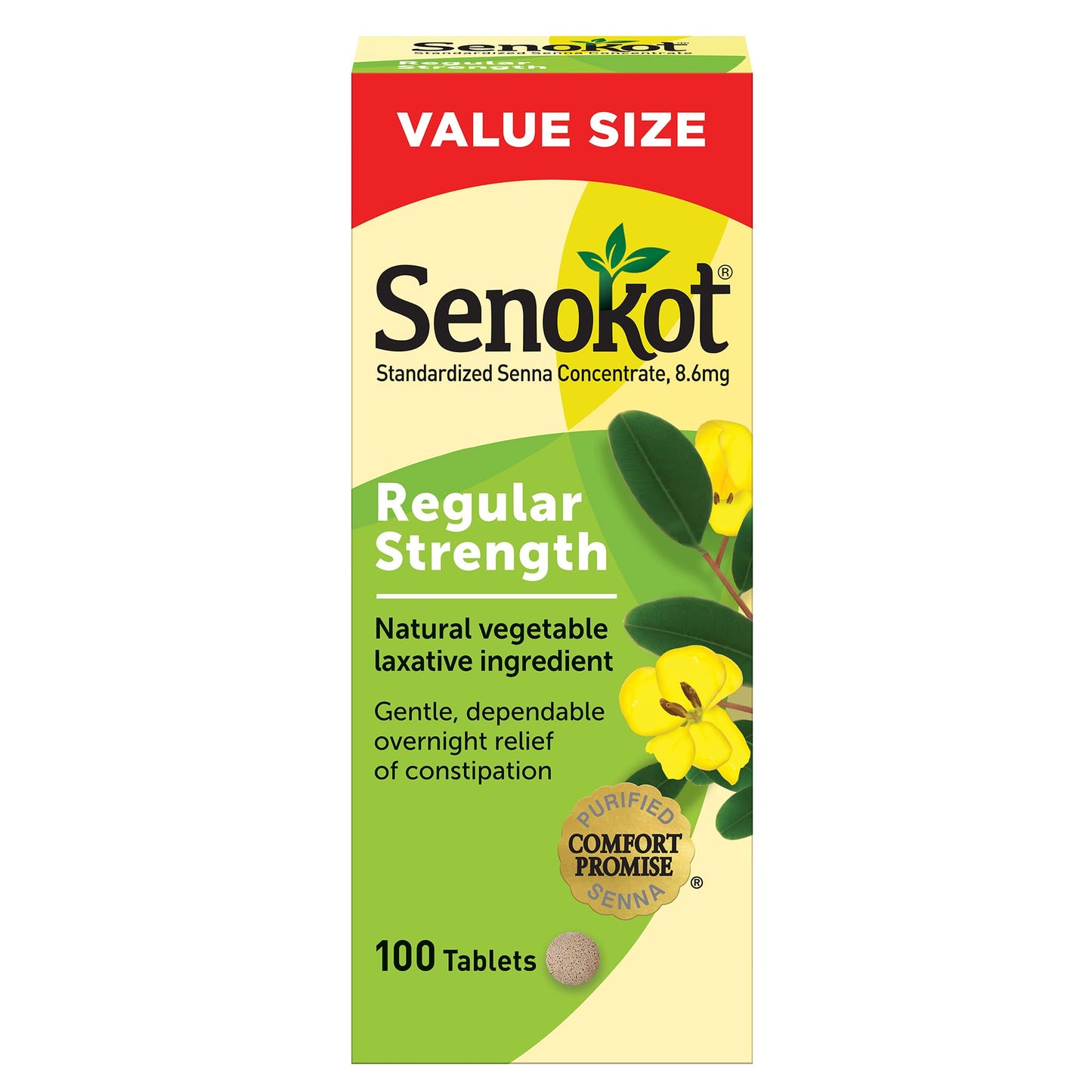 Senokot Regular Strength Senna Laxative Tablets – 100 Count for Adults