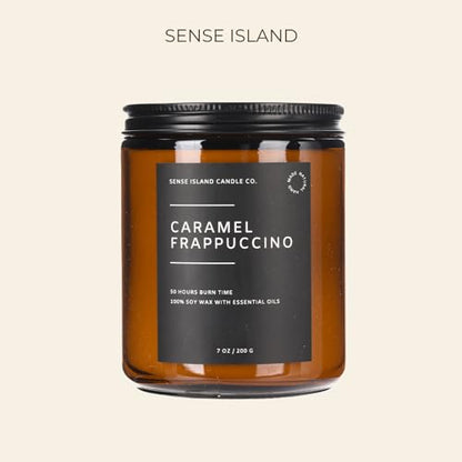 SENSE ISLAND Caramel Frappuccino Soy Candle – 100% Natural Wax, 50+ Hr Burn