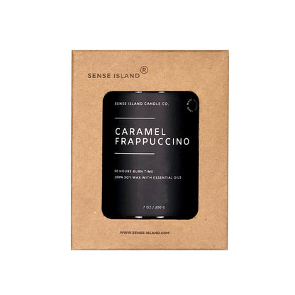 SENSE ISLAND Caramel Frappuccino Soy Candle – 100% Natural Wax, 50+ Hr Burn