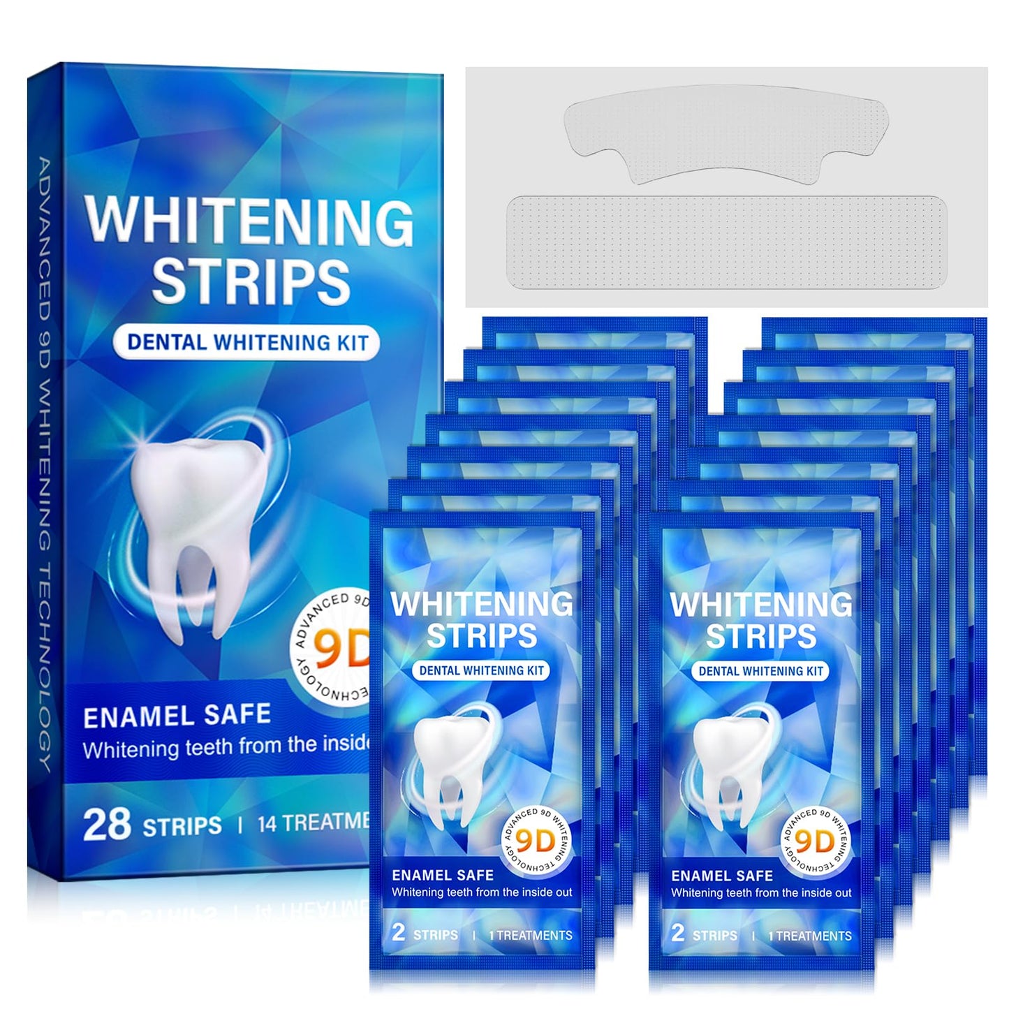 Sensitive Teeth Whitening Strips Kit – 28 Strips, 14 Treatments, Safe for Sensitive Teeth