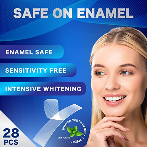 Sensitive Teeth Whitening Strips Kit – 28 PCS, 14 Treatments, Hydrogen Peroxide-Free