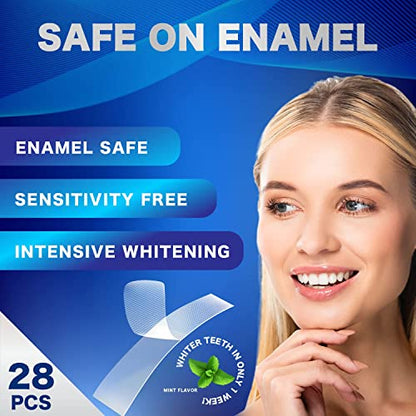 Sensitive Teeth Whitening Strips Kit – 28 PCS, 14 Treatments, Hydrogen Peroxide-Free