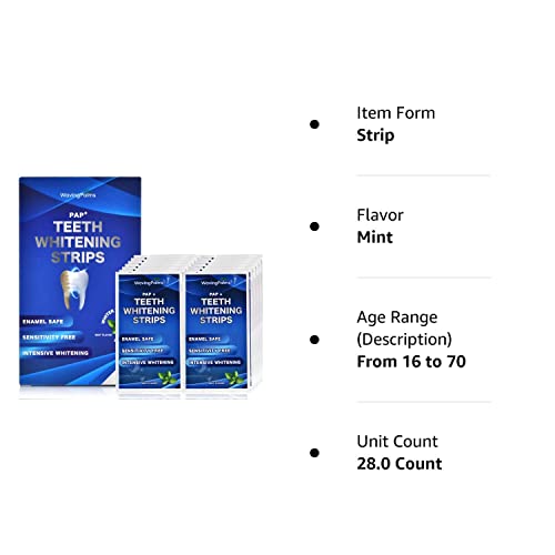 Sensitive Teeth Whitening Strips Kit – 28 PCS, 14 Treatments, Hydrogen Peroxide-Free