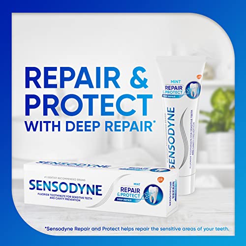 Sensodyne Repair and Protect Mint Toothpaste – Sensitive Teeth & Cavity Prevention (3.4 oz)