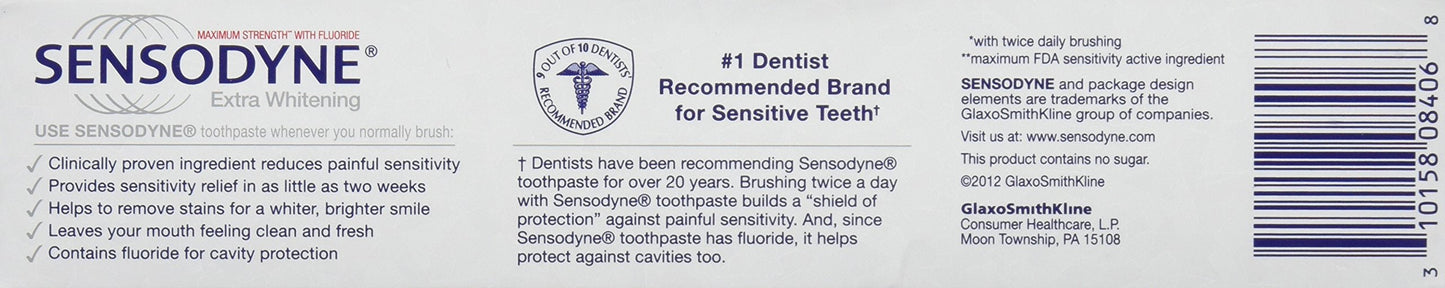 Sensodyne Extra Whitening Toothpaste 6 oz – Pack of 3, Fluoride