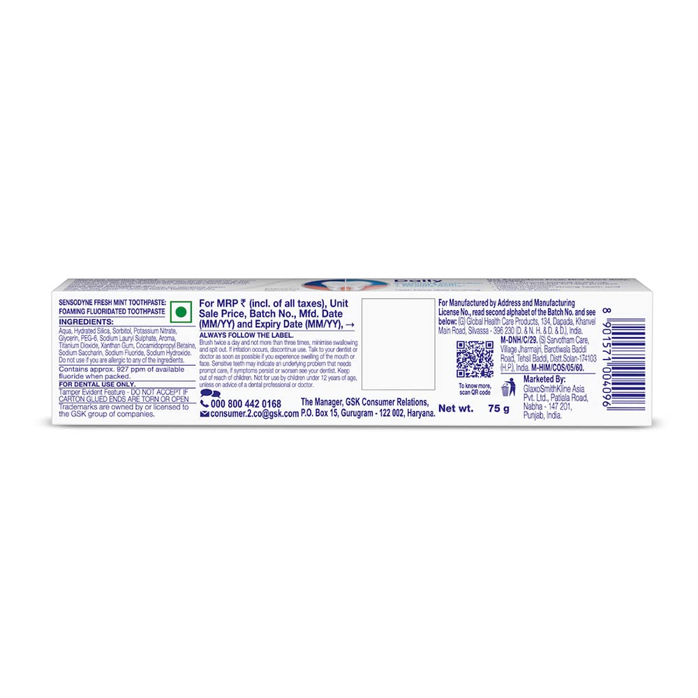 Sensodyne Fresh Mint Toothpaste 75g – Sensitive Teeth & Fresh Breath