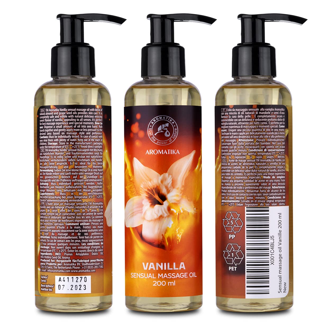 Sensual Massage Oil Vanilla - 6.8 fl oz | Edible & Kissable, Almond & Grapeseed