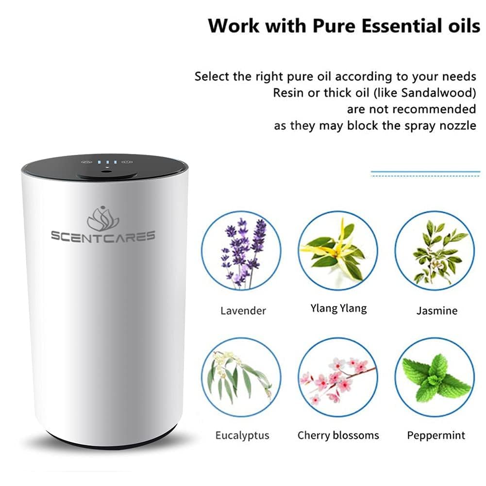 Sentiment Diffuser - Waterless Essential Oil Diffuser, Portable Cordless Cold Mist (White)