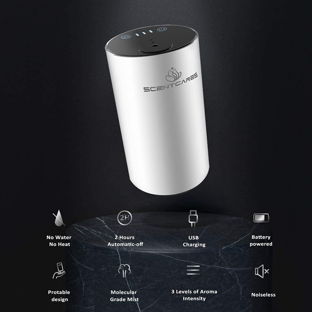 Sentiment Diffuser - Waterless Essential Oil Diffuser, Portable Cordless Cold Mist (White)