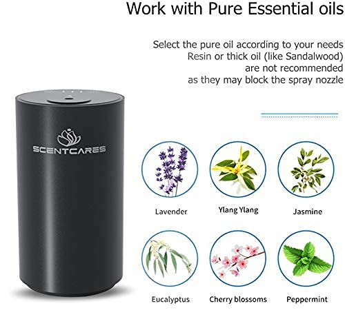 Sentiment Diffuser - Portable Waterless Diffuser for Home, Car & Office | 3 Mist Levels, 1/2/3H Timers, Cordless (Black)