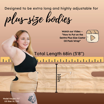 Sentre Plus-Size Castor Oil Pack Wrap - L-5X, Organic Cotton Flannel (Khaki)