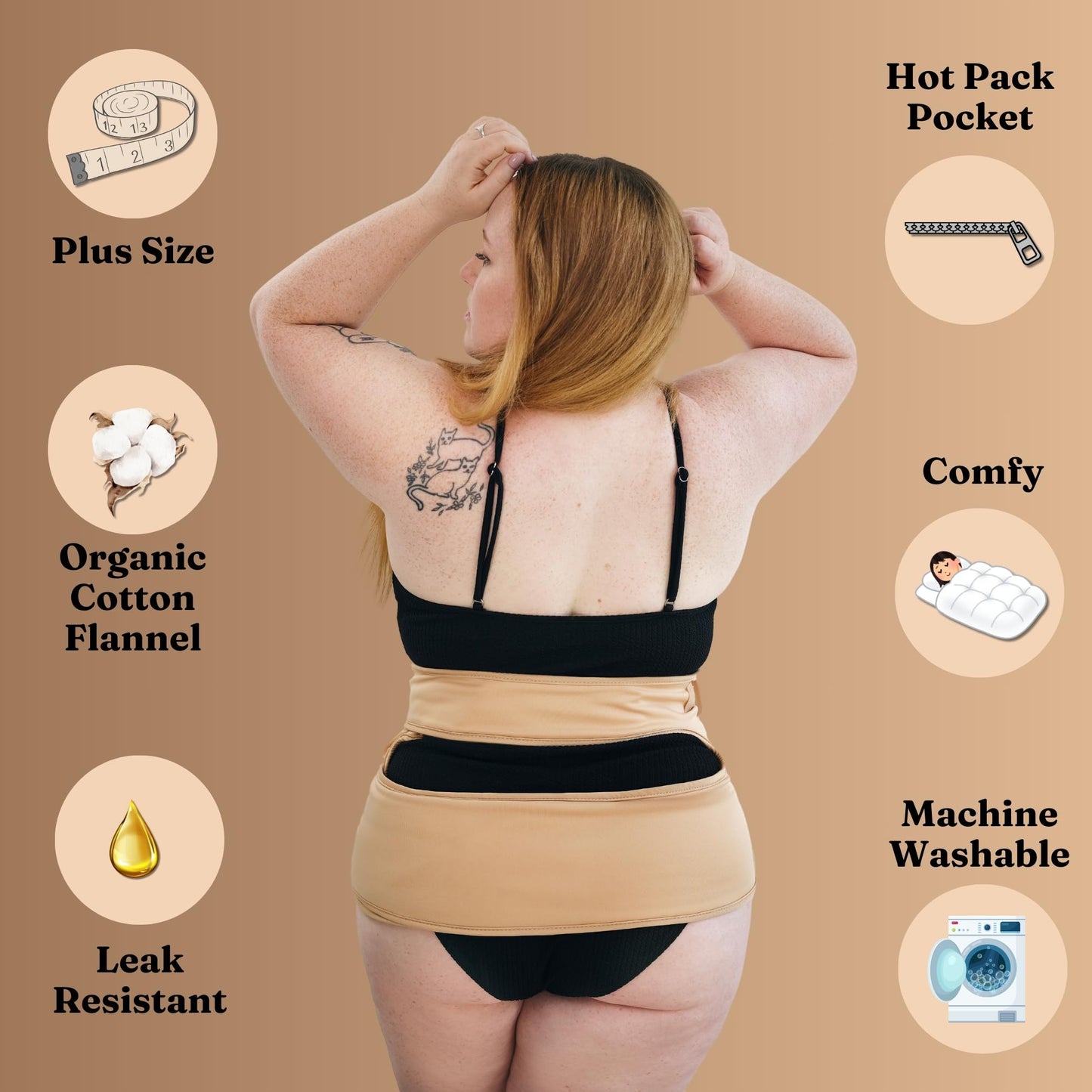 Sentre Plus-Size Castor Oil Pack Wrap - L-5X, Organic Cotton Flannel (Khaki)