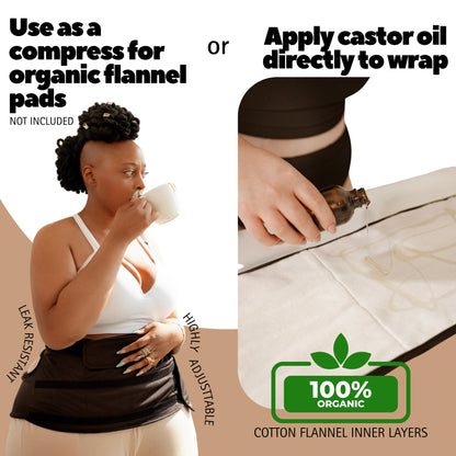 Sentre Plus-Size Castor Oil Pack Wrap - L-5X, Organic Cotton Flannel (Khaki)