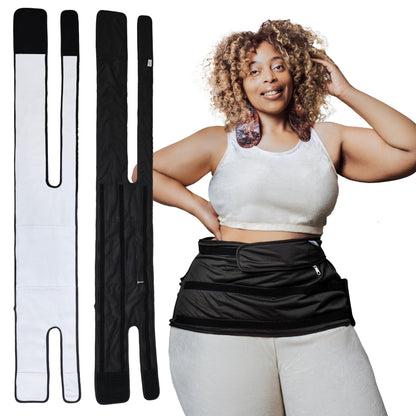 Sentre Plus-Size Castor Oil Pack Wrap – Adjustable Straps, Organic Cotton Flannel, 67in (Black)