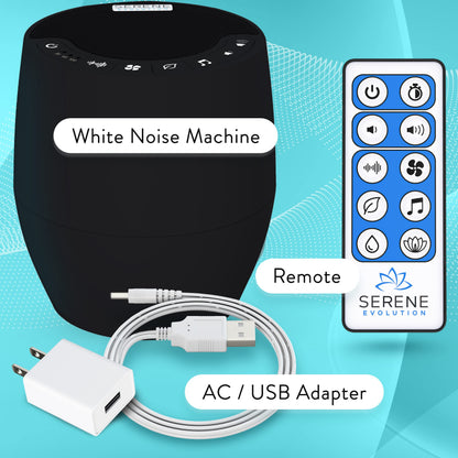 Serene Evolution White Noise Machine for Sleep (Black) — 60 Soothing Sounds