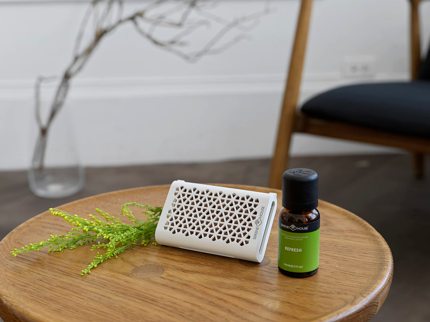 Serene House Puccini Lava Rock Diffuser – Car Vent Clip & Tabletop Aromatherapy (White)