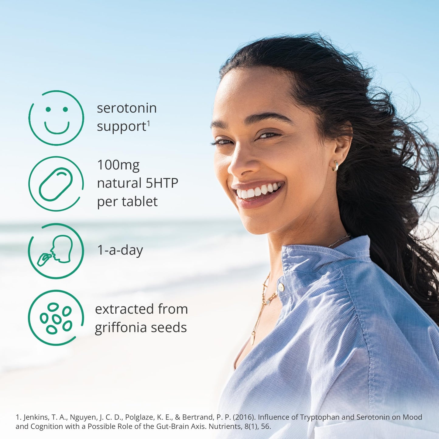 Serotonin Supplements (60) | 1-A-Day Serotonin Mood Support | 5HTP 100mg per Tablet | Griffonia Seed Extract | Natural Serotonin Booster | 2 Month Supply