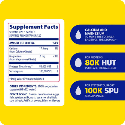 Enzymedica SerraGold High-Potency Serrapeptase Enzyme Supplement – 120 Count BritishVita | Premium UK Vitamins & Wellness Supplements