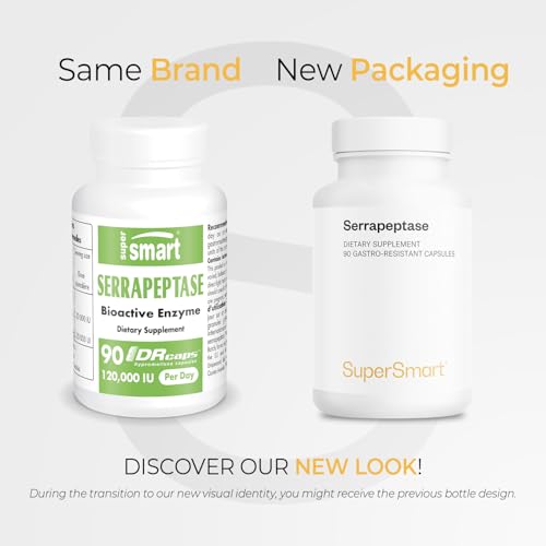 Supersmart Serrapeptase 120000IU - High Potency Proteolytic Enzyme | Non-GMO & Gluten Free - 90 DR Capsules