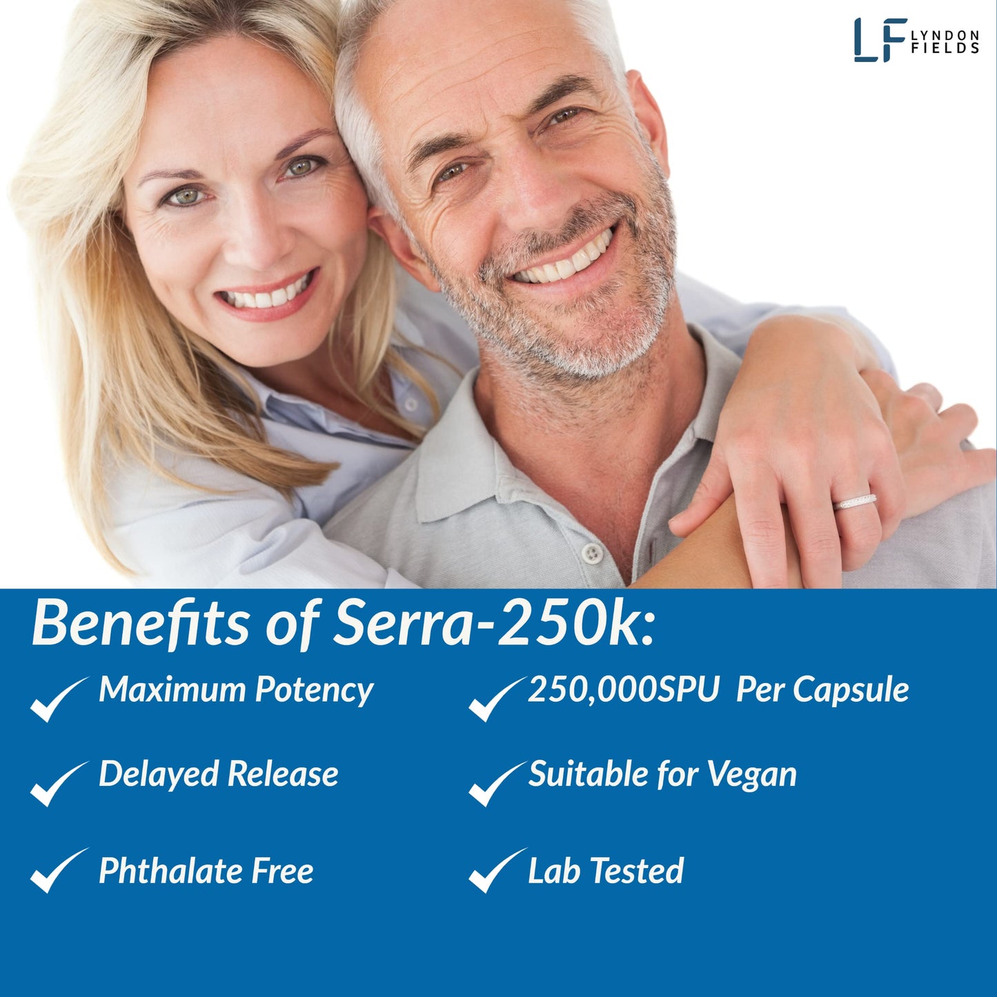 Lyndon Fields Serra-250K Serrapeptase 250,000 SPU - 90 Delayed Release Capsules | Maximum Potency