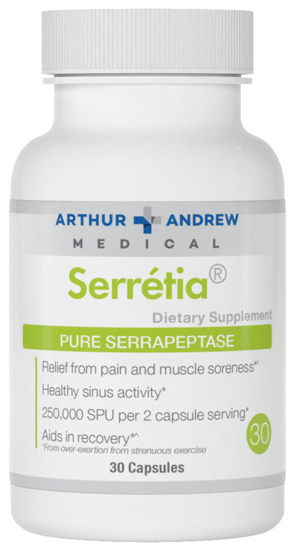 Arthur Andrew Medical Serretia Serrapeptase - 30 Capsules for Muscle & Sinus Support