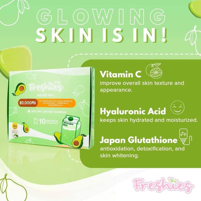 Juju Glow Freshies Avocado Milk 80,000mg Hydrolyzed Collagen 10 Sachets