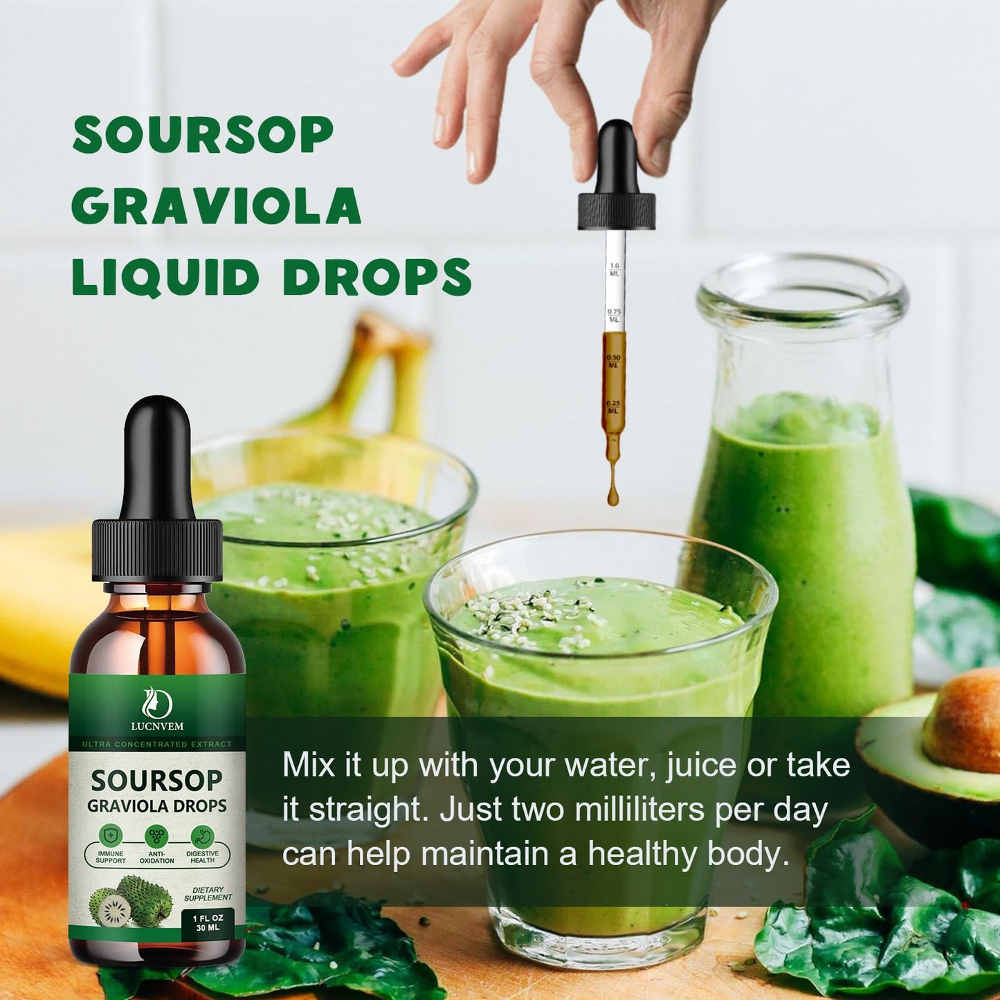 2 Pack Organic Soursop Graviola Liquid Drops | Immune Support & Antioxidant