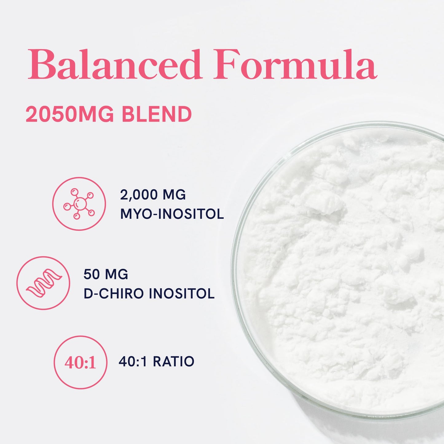 Myo-Inositol & D-Chiro Inositol for Hormone Balance for Women | Fertility & Ovarian Health | 40:1 Ratio | 2000mg / 50mg | 120 Ct