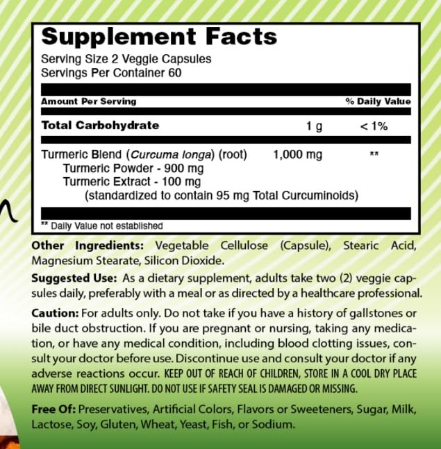 Amazing India Turmeric Curcumin 1000 Mg | 120 Veggie Capsules | Made in USA
