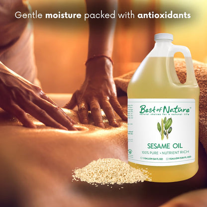 Best of Nature 100% Pure Sesame Oil — Unscented Massage Oil, Carrier for Essential Oils, 8 fl oz