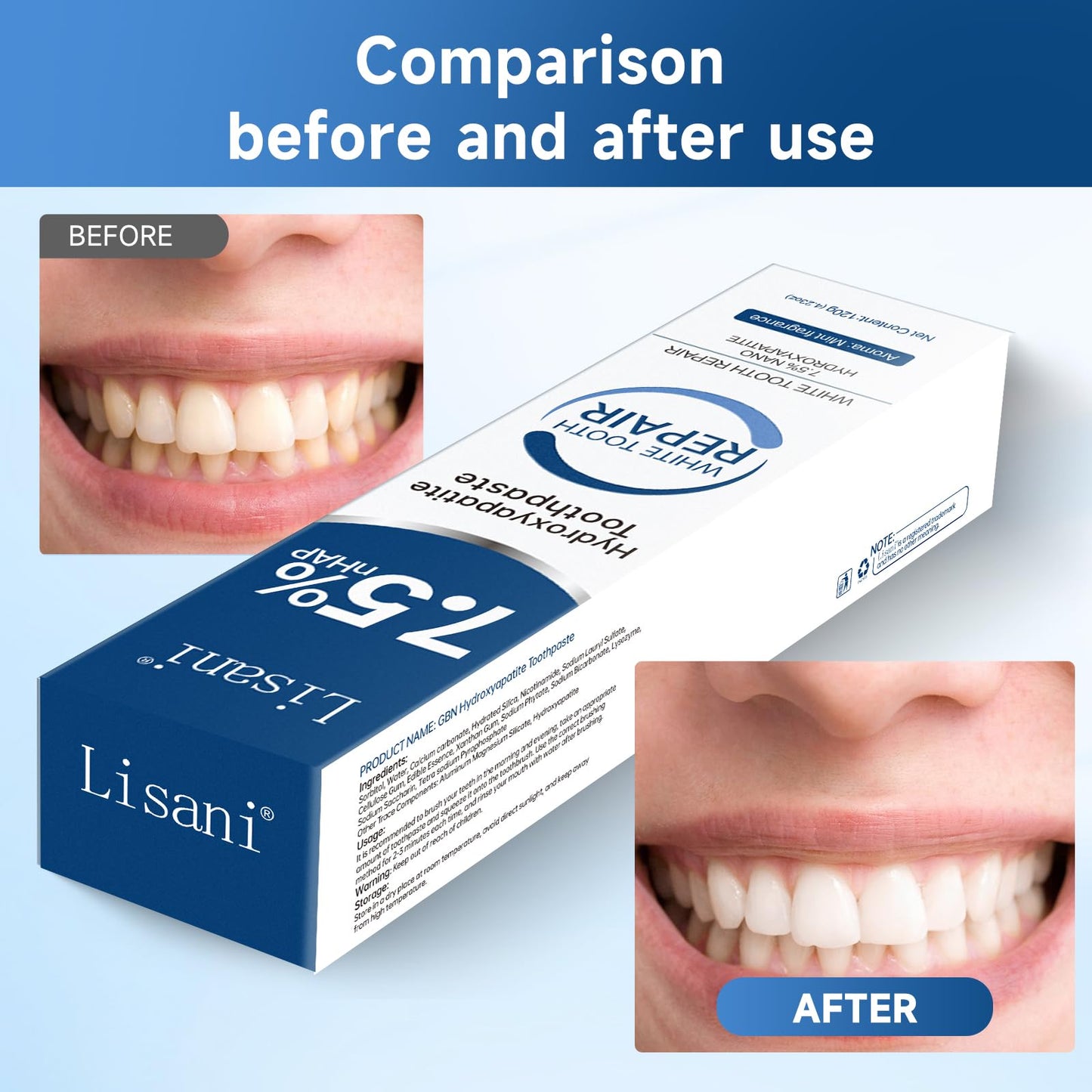 2-Pack Hydroxyapatite Toothpaste – Remineralize Enamel, Sensitivity Relief, Whitening, Fluoride-Free