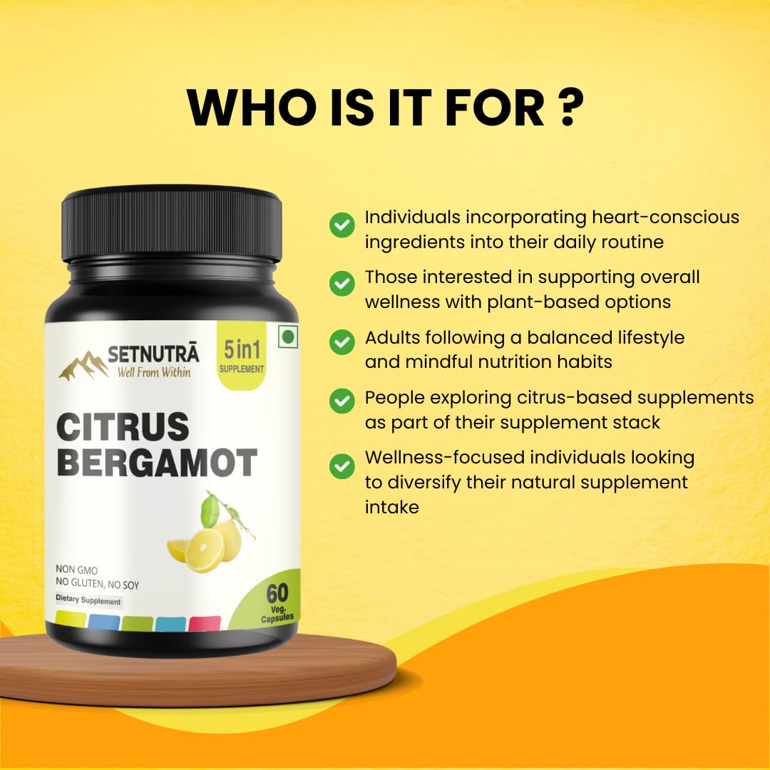 SETNUTRA Well From Within 5 in 1 Citrus Bergamot Supplement | Heart Health & Antioxidant Support | 60 Count