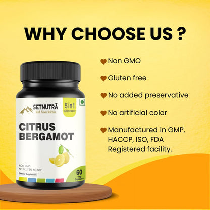 SETNUTRA Well From Within 5 in 1 Citrus Bergamot Supplement | Heart Health & Antioxidant Support | 60 Count