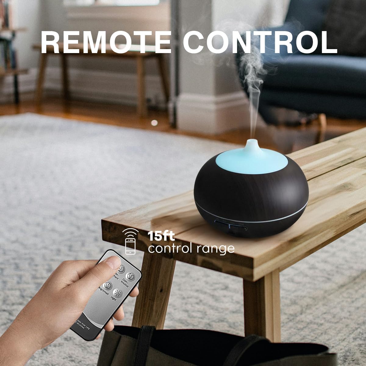 550ml Essential Oil Diffuser with 6 Oil Set | Ultrasonic Humidifier, Timer, 7-Color LED Night Light | Home & Spa