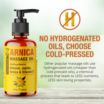 Seven Minerals Arnica Sore Muscle Massage Oil - 4 oz for Professional or At-Home Therapy