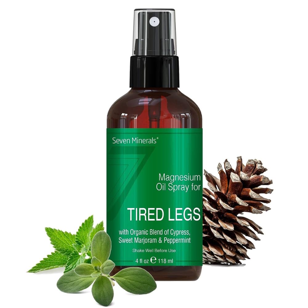 Seven Minerals Magnesium Oil Spray – USA Made with Cypress, Sweet Marjoram & Peppermint (4 oz)