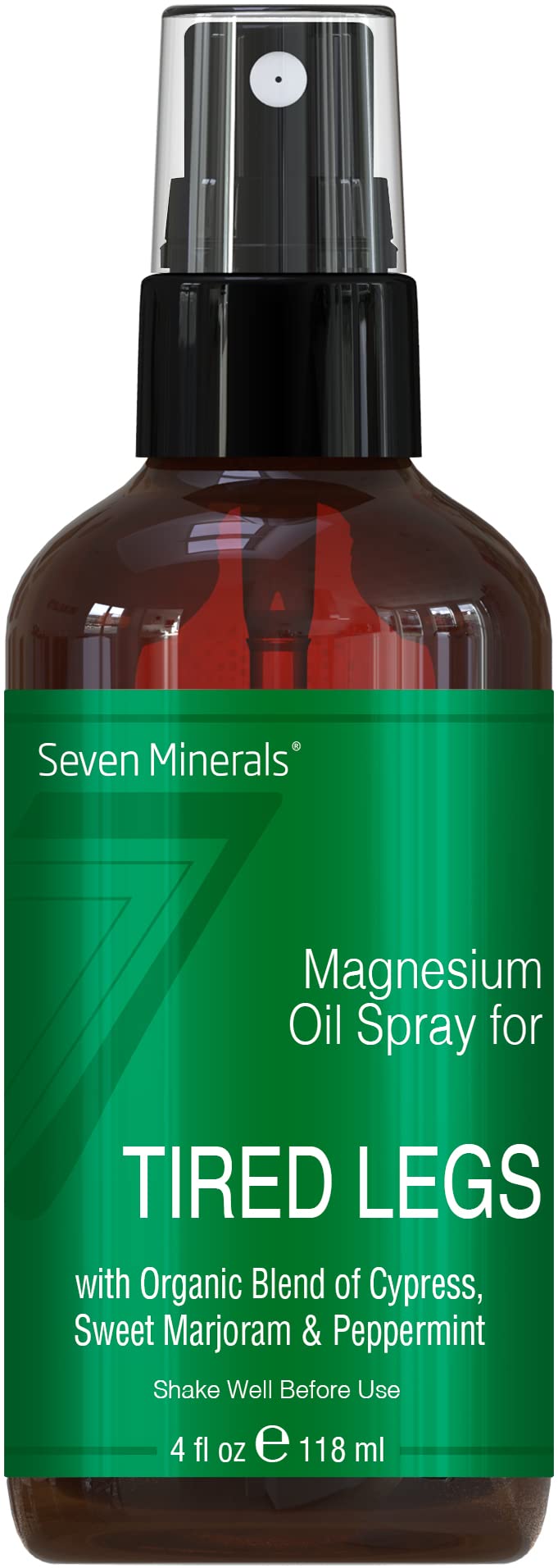 Seven Minerals Magnesium Oil Spray – USA Made with Cypress, Sweet Marjoram & Peppermint (4 oz)