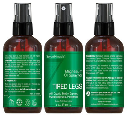 Seven Minerals Magnesium Oil Spray – USA Made with Cypress, Sweet Marjoram & Peppermint (4 oz)