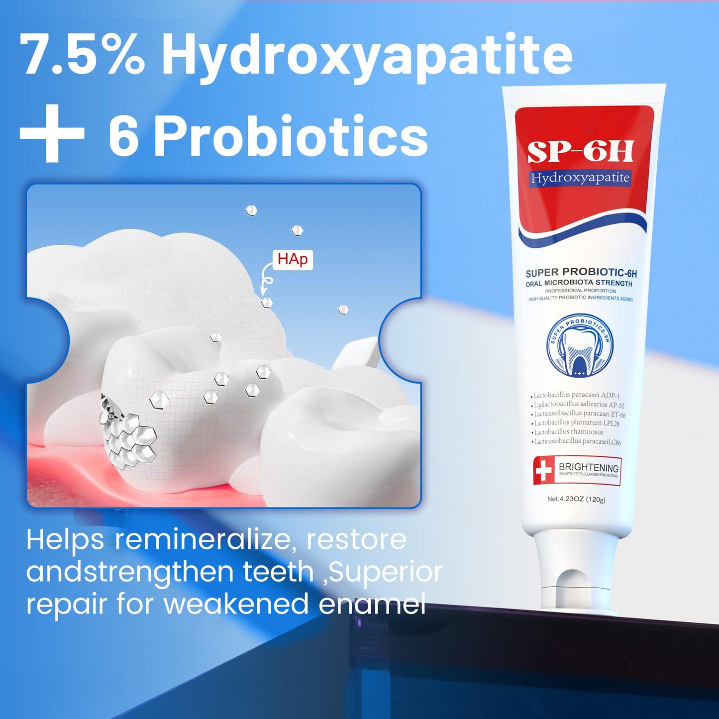SP-6 Toothpaste Set – 6 Probiotics Whitening & 7Pro Deep Whitening (Fluoride-Free) 3-in-1