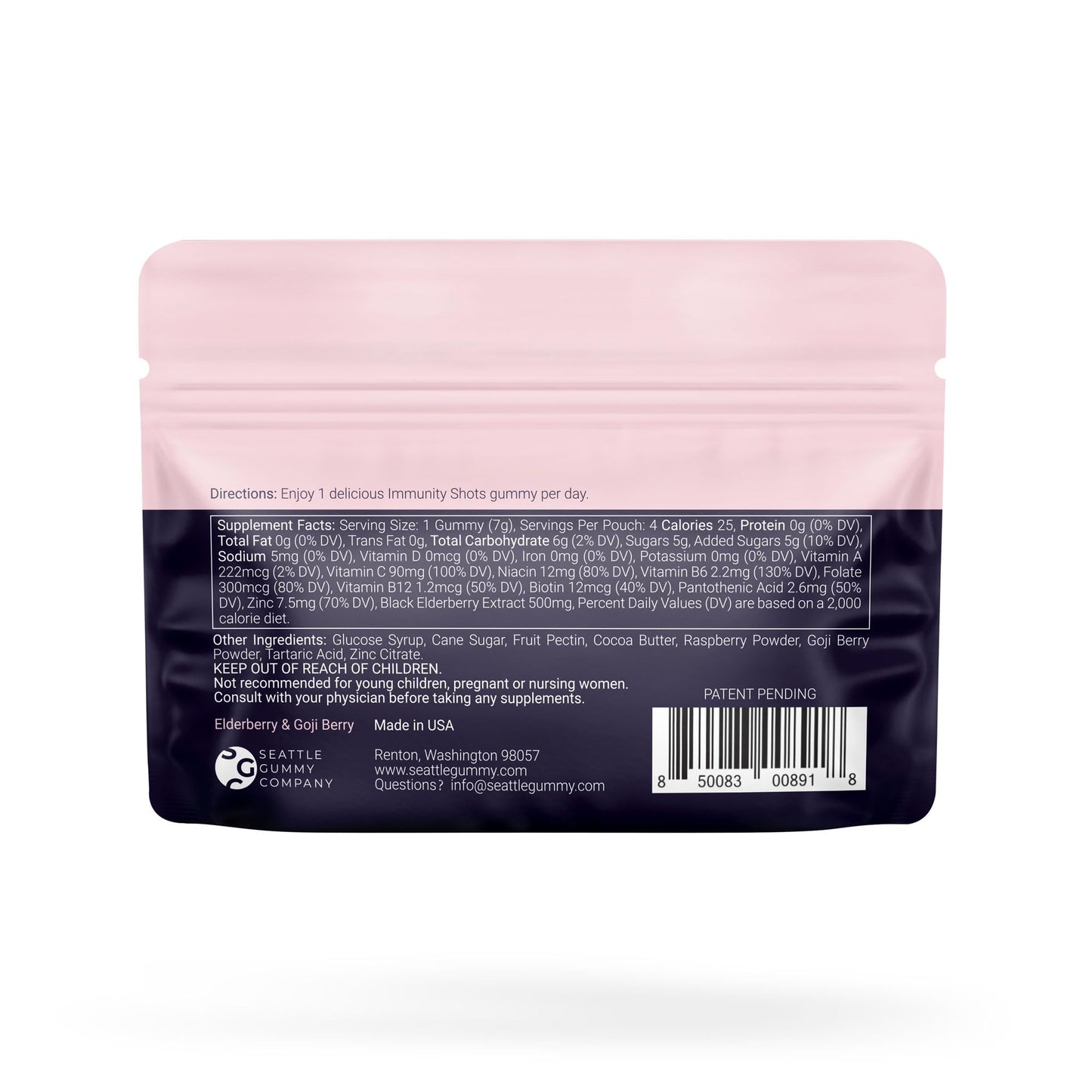 SGC Immunity Shots – Elderberry & Goji Berry 500mg Gummies | 12-Pack (4 Gummies/Pack) – Vegan, Gluten Free, Made in USA