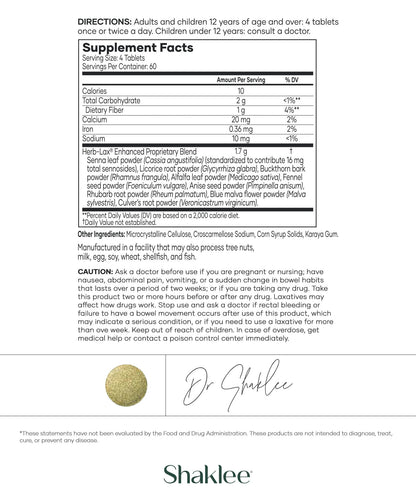Shaklee Herb-Lax Gentle Laxative – Herbal Senna Blend (240 Tablets)