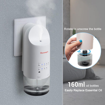 Shammgria 2025 Plug-in Waterless Diffuser — Wall Mount, 500 Sq Ft, 160ml, White