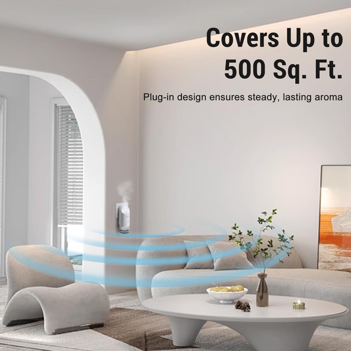 Shammgria 2025 Plug-in Waterless Diffuser — Wall Mount, 500 Sq Ft, 160ml, White