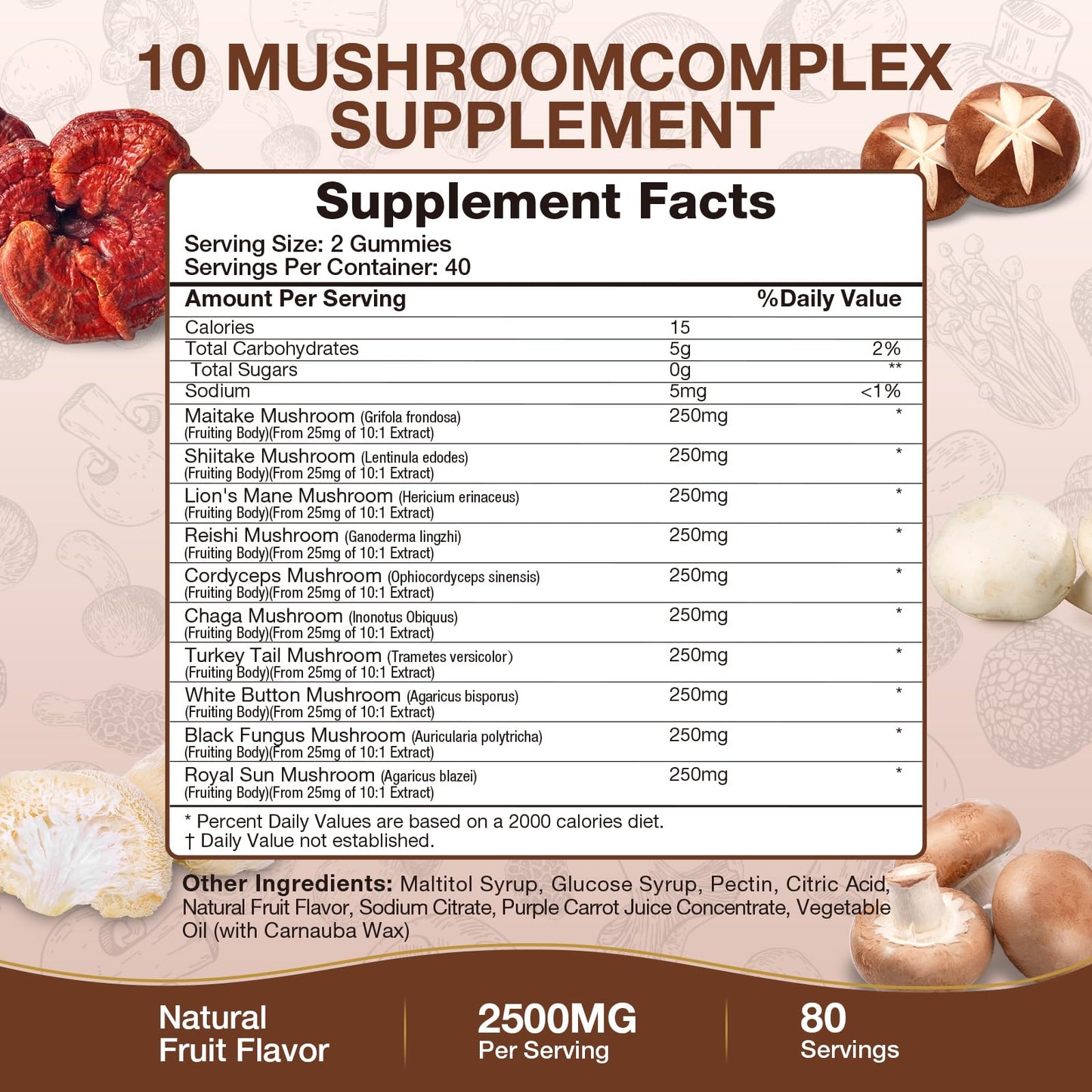 SHAPEINGIRL Mushroom Gummies - 10-in-1 Immune Support & Cognitive Boost