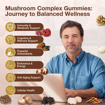 SHAPEINGIRL Mushroom Gummies - 10-in-1 Immune Support & Cognitive Boost
